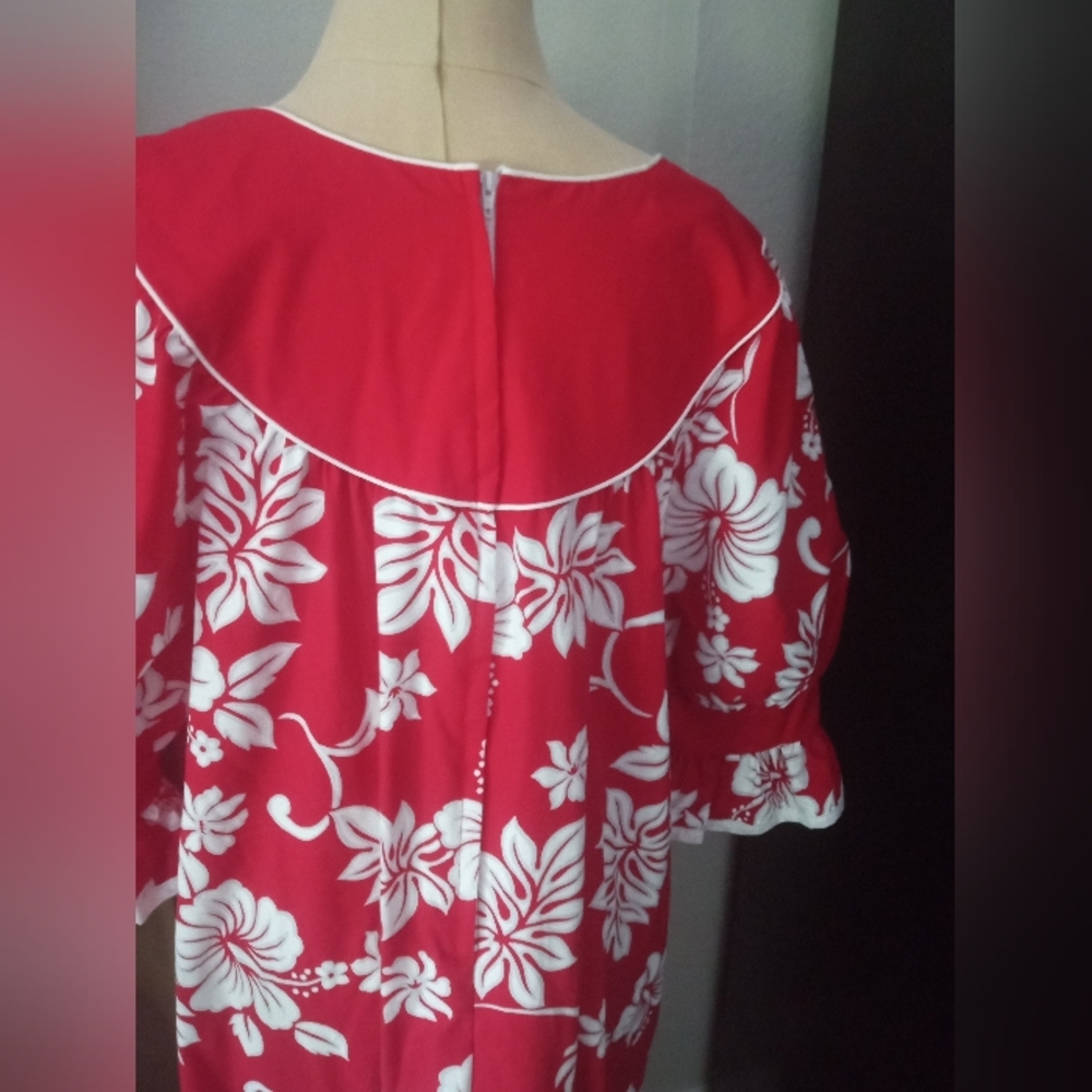 Vintage Hawaiian Maxi Dress Mumu Tropical Hibiscus XL - Picture 5 of 12